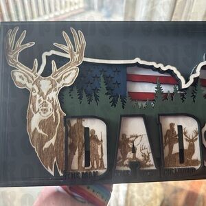 Rustic Deer and USA Flag Wall Art